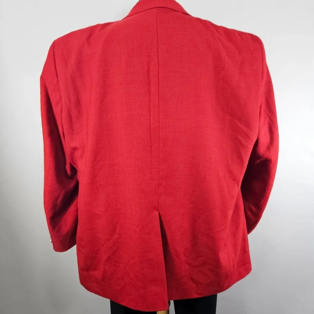Stafford Essentials Men's Sport Coat Blazer Solid Red Wool Polyester Size 52L